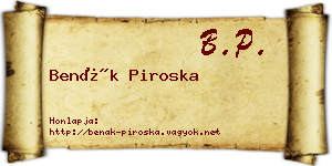 Benák Piroska névjegykártya